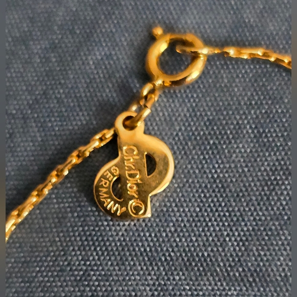 Christian Dior 18K Gold Plated CD Necklace With Rhinestone ✨️Made In GERMANY✨️ - Picture 5 of 14